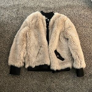 Vici Tan Teddy Jacket with Black Details